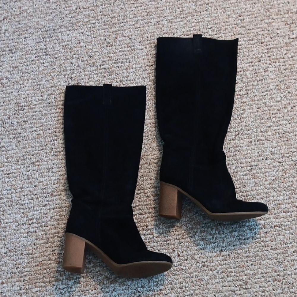 Zara Black and Brown Heeled Boots